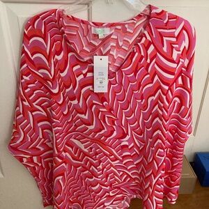 NWT Pink/orange v-neck top by Jade sz. S/M